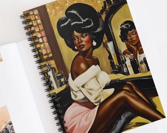 Retro Black Women Journal African American Ladies Spiral Notebook Vintage Melanin Queen Matte Diary Old School Women Writing journal Gift
