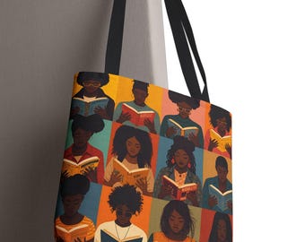 Melanin Readers Tote Bag - Stylish African American Book Lover Shoulder Bag, Black Girl Magic School Tote, Literary Gifts, Book Club