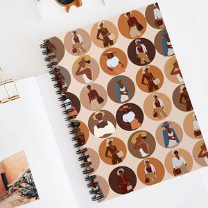 Sophisticated Black Women Spiral Journal Melanin Writing Notepad Gift Black Girl Planner African American Queen Stationary Afro Art Journal