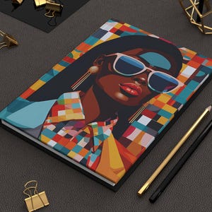 Black Queen Hardcover Journal Melanin Woman Writing Notepad Black Girl Planner African American Lady Stationary Afrocentric Art Journal Gift