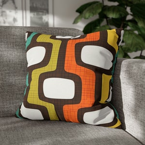 1960s Retro Pillow Cover Atomic Abstract Pillowcase Orange Mustard Mid Century Modern Cushion Cover MCM Decorative Vintage Pillowcase Decor