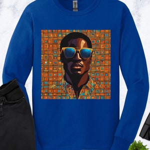 Black Man Long Sleeve Tee African American Male Graphic Shirt Melanin King Soft Cotton Long Sleeve Clothing Afro Art Classic Men Apparel