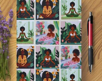 Self Care Hardcover Journal- Melanin Women Notebook For Mental Health, Guided Self Reflection Bullet Journaling Wellness Planner