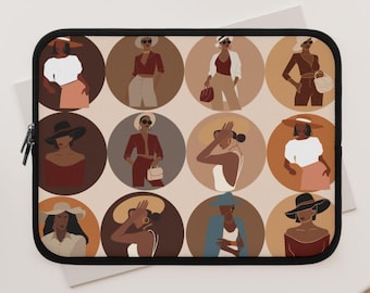 Sophisticated Black Girl Laptop Case Melanin Queen Computer Bag African American Gift African Woman Travel MacBook Cover Brown Girls Magic