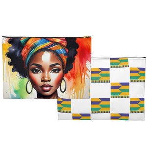 Black Girl Make Up Bag Melanin Cosmetic Pouch Travel Hair Accessory Kit Brown Queen Decorative Toiletry and Pencil Bag Gift For Her