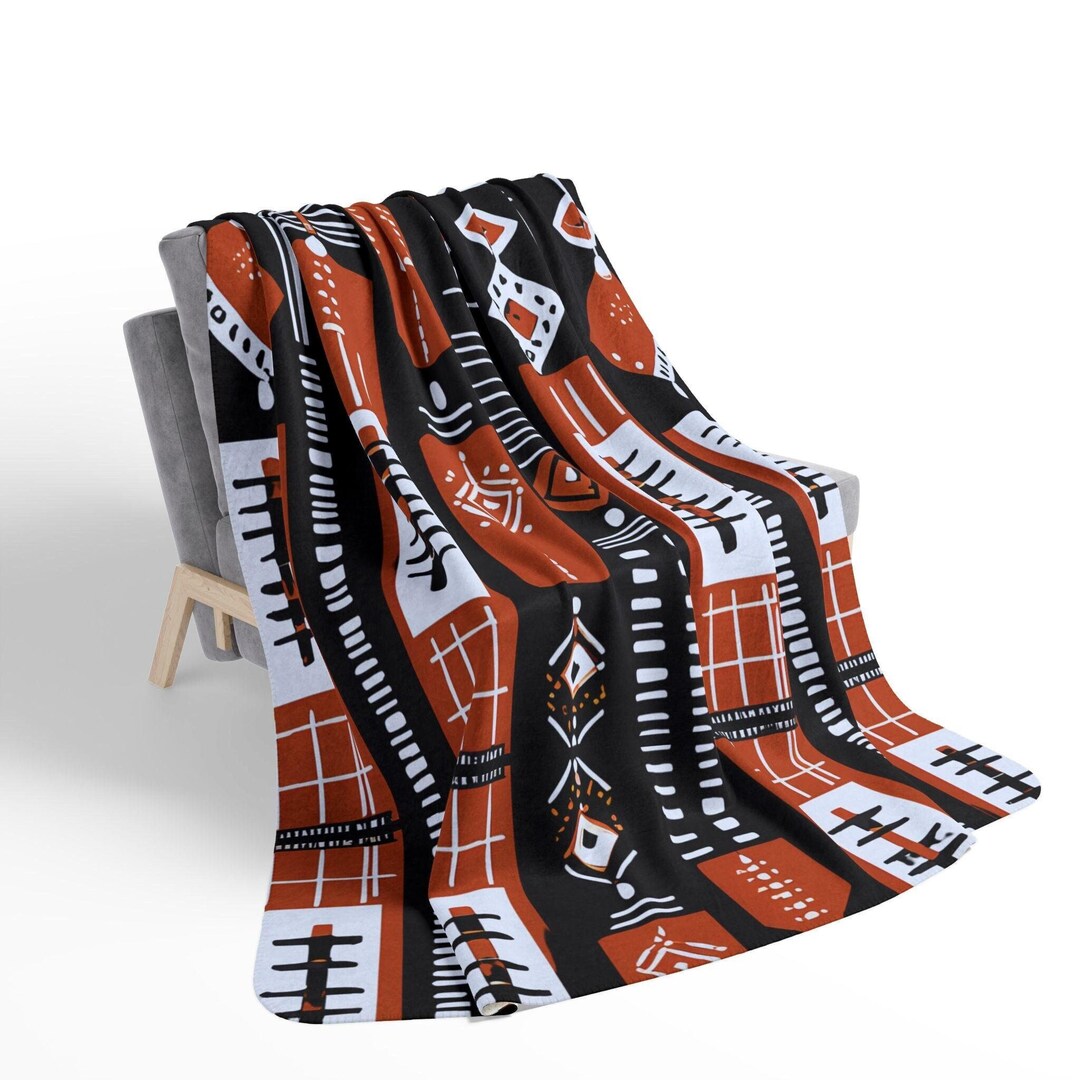 Printed African Mud Cloth Inspired Fluffy Throw-over Warm African ...
