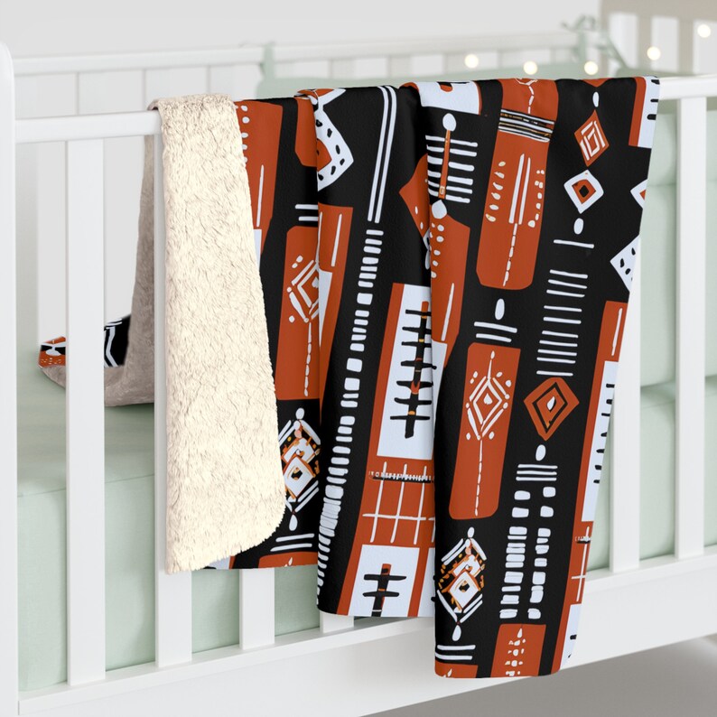 Printed African Mud Cloth Inspired Fluffy Throw-over Warm African ...