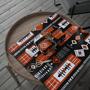 Wrapping Paper African Inspired Gift Wrapper Ethnic Print Pattern Present Wrap Paper White Decorative Mud Cloth Paper Gift Wrapping Sheet image 3