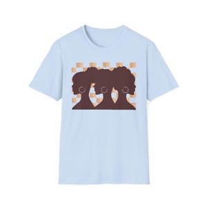 Brown Skin Girls Tee Melanin Queens Casual Comfort T-Shirt African Americans Shirt Black Girl Magic Shadow Apparel Afrcentric Art Clothing Light Blue