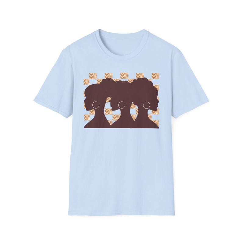 Brown Skin Girls Tee Melanin Queens Casual Comfort T-Shirt African Americans Shirt Black Girl Magic Shadow Apparel Afrcentric Art Clothing Light Blue