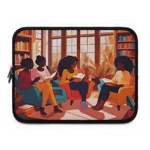Black women readers Laptop Case Melanin Book Lover Laptop Sleeve African American Bookworm Bag Brown Queens Afro Art Computer Travel Case