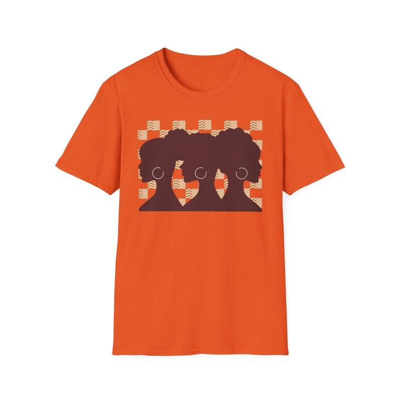 Brown Skin Girls Tee Melanin Queens Casual Comfort T-Shirt African Americans Shirt Black Girl Magic Shadow Apparel Afrcentric Art Clothing Orange