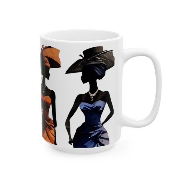 Vintage Fashion Mug Black Elegance Ceramic Coffee Cup African Queens Decorative Beverageware Brown Women Drinking Cup Black Ladies Drinkware