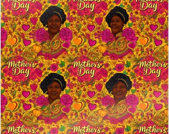 Melanin Mothers Day Wrapping Paper l Floral Black Mother's Day Gift Wrap l African American Mom Present Wrapper