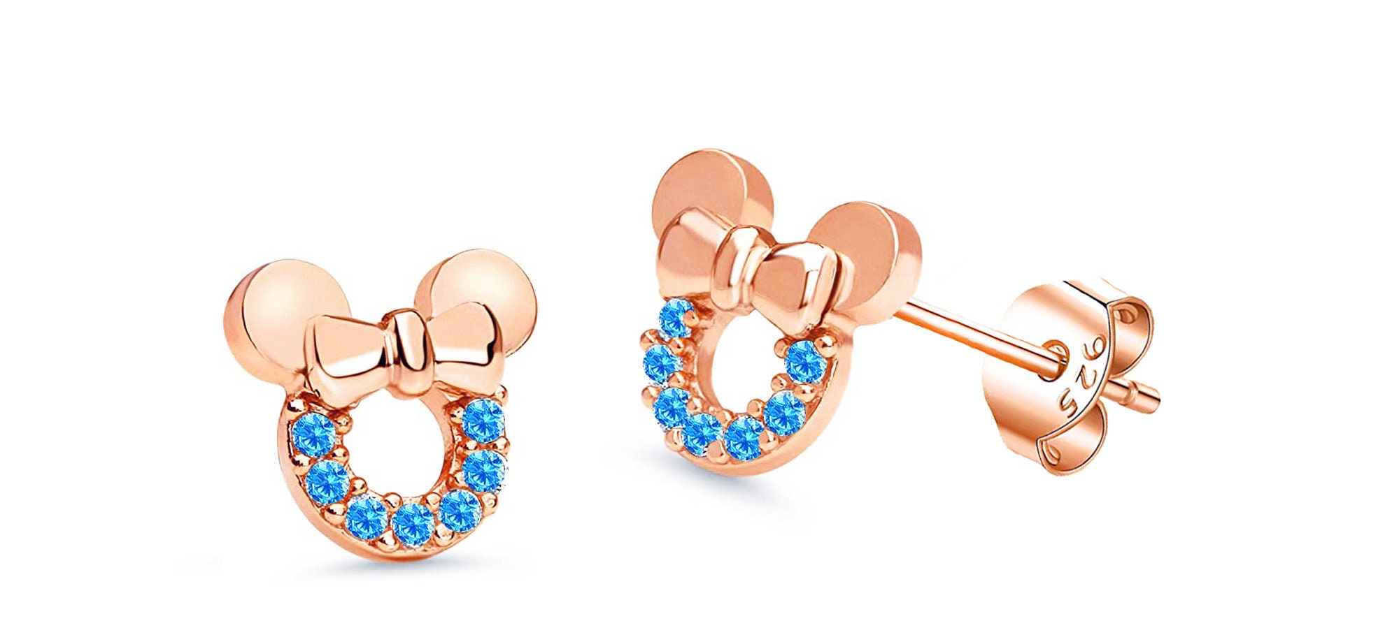 Swarovski Crystal Mickey Mouse Stud Earrings in Rose Gold-Plated Metal |  Ross-Simons