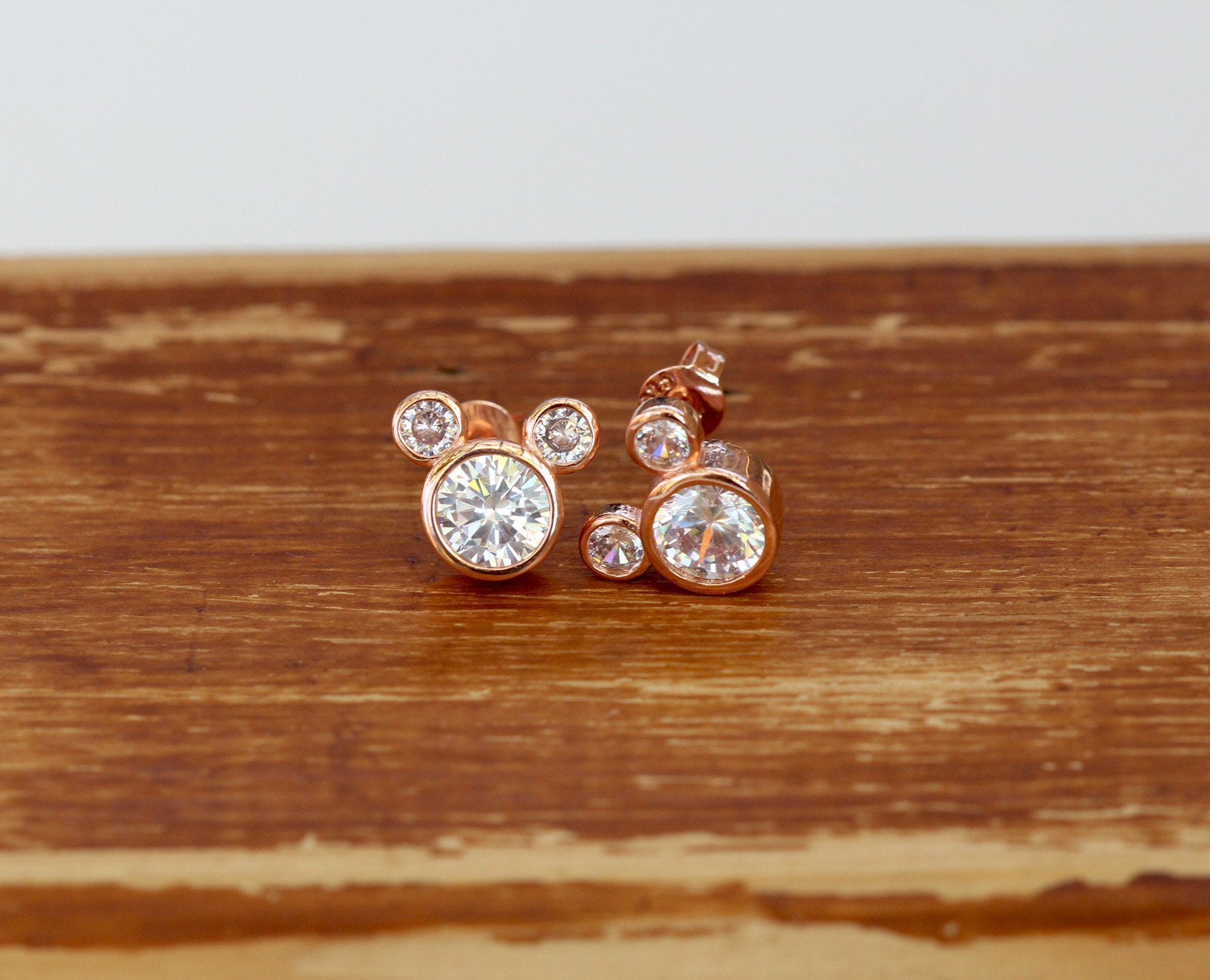 Disney Rose Gold Earrings By Rebecca Hook - Mickey Mouse