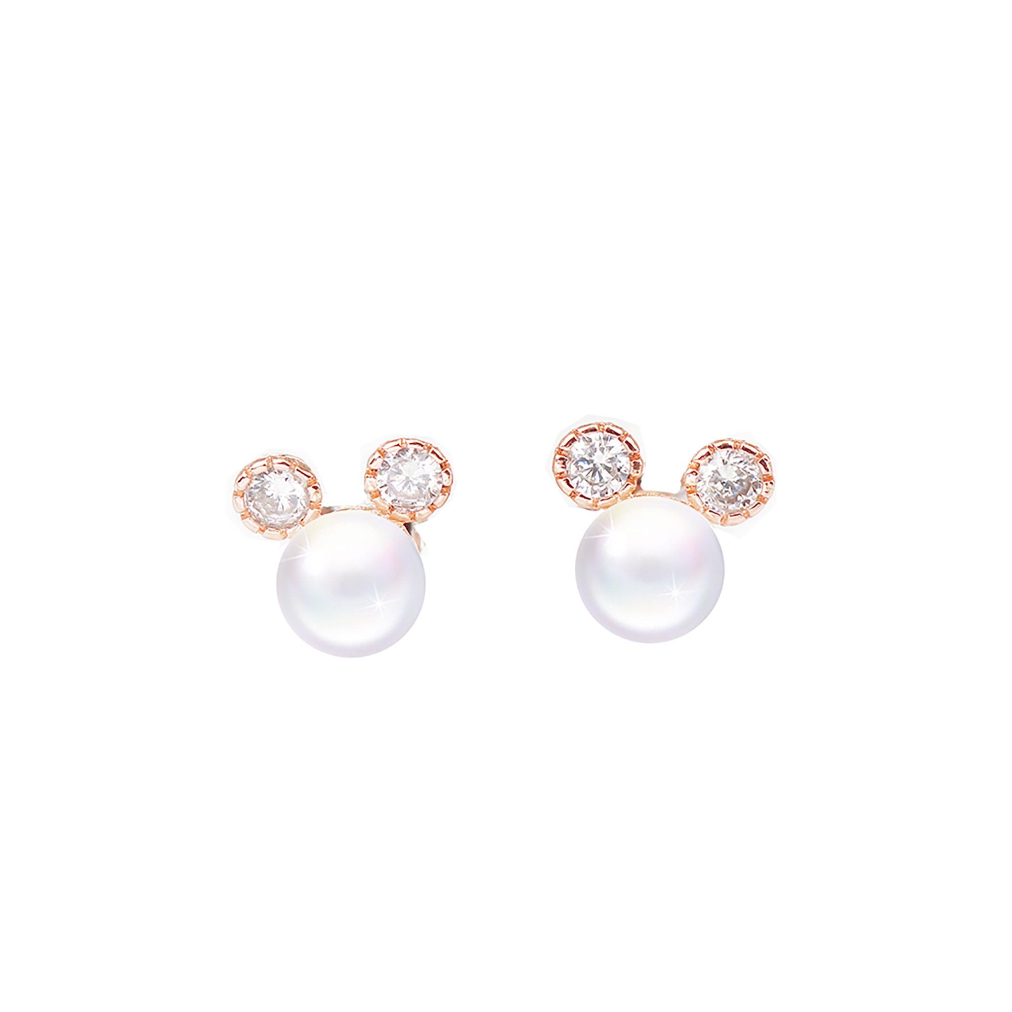Round Cut Cubic Zirconia Mickey Mouse Stud Earrings In 14k Rose Gold Over  Sterling Silver - Walmart.com
