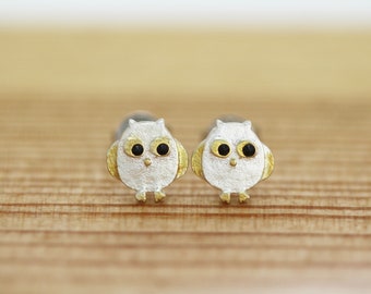 bird earrings for women, sterling silver earrings, animal stud earrings for girls, gold earrings. minimalist cute owl earrings,birthday gift