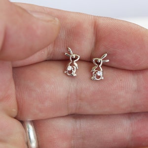 bunny earrings for women, sterling silver CZ rabbit stud earrings, girls earrings, child earrings, cute earrings stud, birthday gift for her