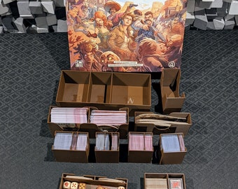 Zombicide Undead or Alive compatible insert, holds everything but minis in core box, sleeved cards, see description