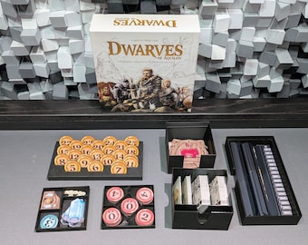 Dwarves of Aquilon compatible insert UNOFFICIAL, fits sleeved cards, keeps tokens organized in the box