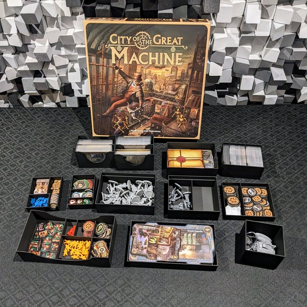 City of the Great Machine compatible insert, fits sleeved cards, all expansions (first kickstarter)