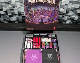 STL files for Insert compatible with Philharmonix, holds expansions, crowdfunding extras, sleeved cards
