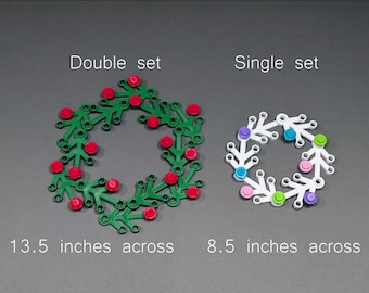 Holiday Wreath, playful style, build with several combinations of size and color