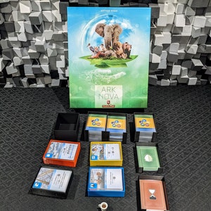 STL files for insert compatible with Ark Nova, with custom break token, fits sleeved cards, See description for expansion information