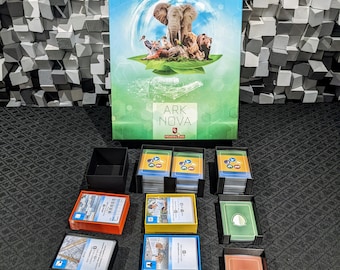 STL files for insert compatible with Ark Nova, with custom break token, fits sleeved cards, See description for expansion information