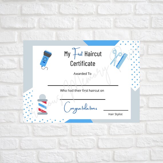 First Haircut Certificate Blue | Etsy UK