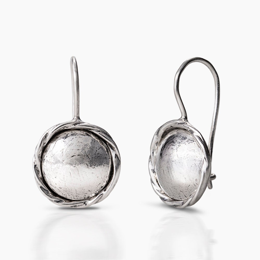 Sterling Silver Dangle Dome Earrings Etsy