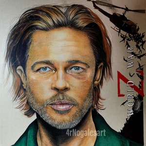 Zeichnung von Brad Pitt Buntstiften.