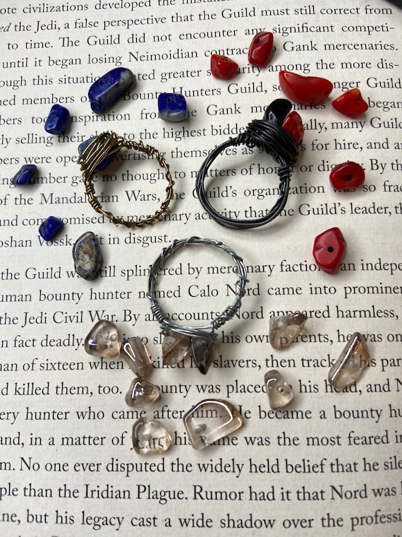 Custom Character Stone Ring Wire Wrapped Rings Crystal Rings