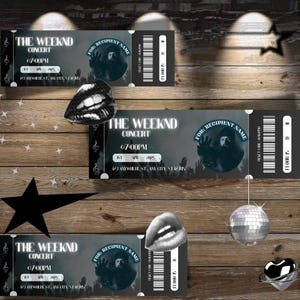 The Weeknd Konzertkarte Vorlage | Druckbares Event Ticket | The Weeknd inspiriert | Personalisiertes Digitales Ticket | VIP Canva Vorlage |