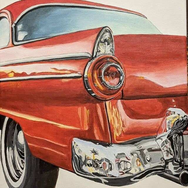 Voiture Vintage Peinte sur Toile Faite à La Main Forma 29, 7 × 40