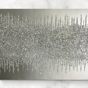 Silver glitter glass painting, Silver glitter painting, Silver glass painting, Glass painting, Abstract art, Wall decor