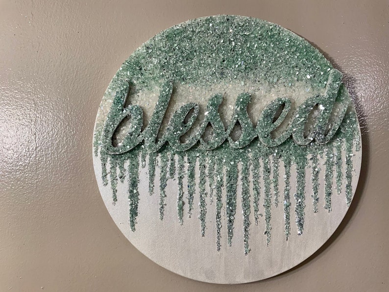 Green and Pearl Glitter Painting, Green Glass Painting, Green Glitter ...