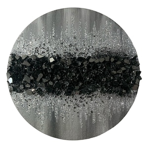 Black and Silver glitter glass painting, Black glass painting, Black glitter painting, Black and silver home decor, Abstract art, Wall decor