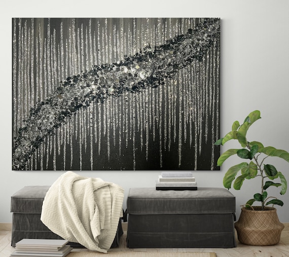 Glitter Painting Glitter Glass Painting Black Glitter Etsy