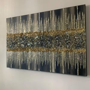 Gold and Black glitter glass painting, Gold glitter glass painting, Black glass painting, Gold and black painting, black and gold wall art,