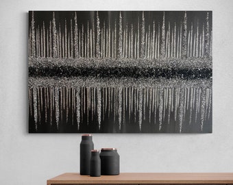 Glitter painting, Glitter glass painting, Black Glitter Painting, Silver Glitter Painting, Abstract Painting, Glitter art, Wall Decor