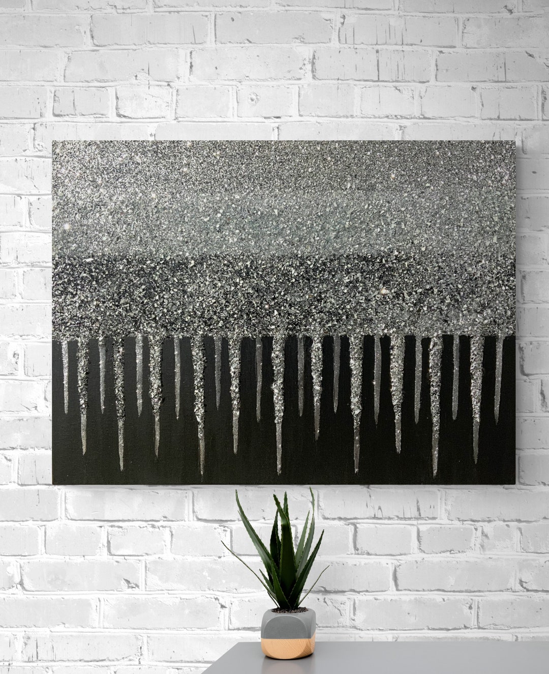 Glitter Painting, Glitter Glass Painting, Black Glitter Painting