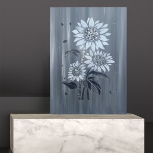 Glitter painting, Glitter glass painting, Black Glitter Painting, White Glitter Painting, Abstract Painting, Flower Painting, Wall Decor