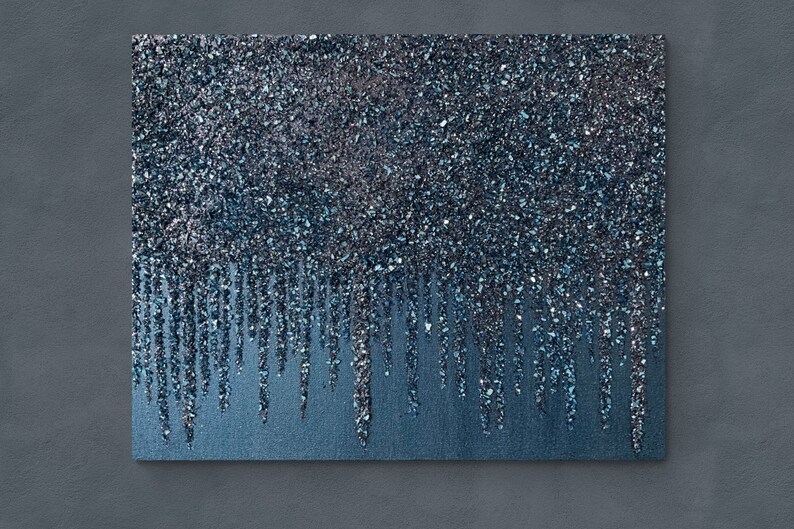 Navy Blue Glitter Painting Navy Blue Glass Painting Navy Etsy