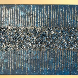 Blue gem painting, Blue glitter painting, Blue glam art, Glam art, Home decor, Wall decor, Abstract art