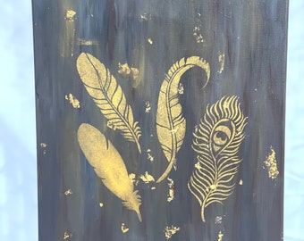 Pintura de pan de oro, Pintura de oro, Pintura de hojas, Decoración de pared
