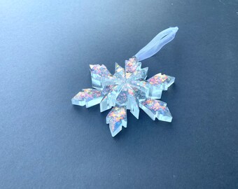 Adorno holográfico para árbol de Navidad, Adorno para árbol de Navidad, Adorno para árbol de Navidad de resina, Arte de vidrio con brillantina, Arte de resina, Adorno