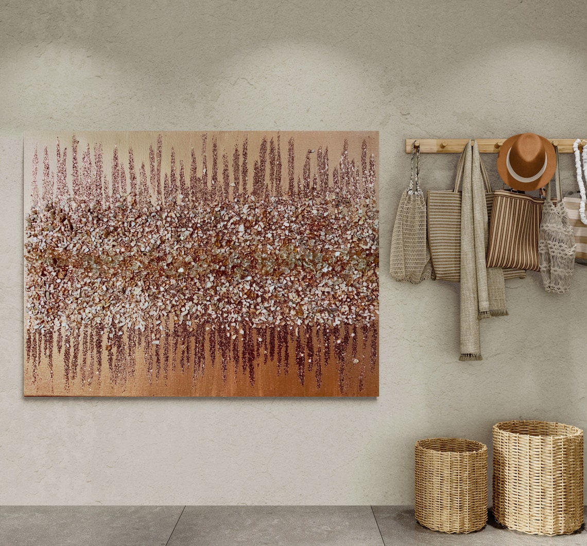 Rose Gold Glitter Painting, Rose Gold Glass Painting, Rose Gold Shell ...
