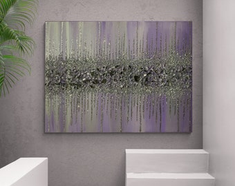 Glitter painting, Glitter glass painting, Purple glitter painting, Silver glass painting, Abstract painting, Glitter art, Wall decor